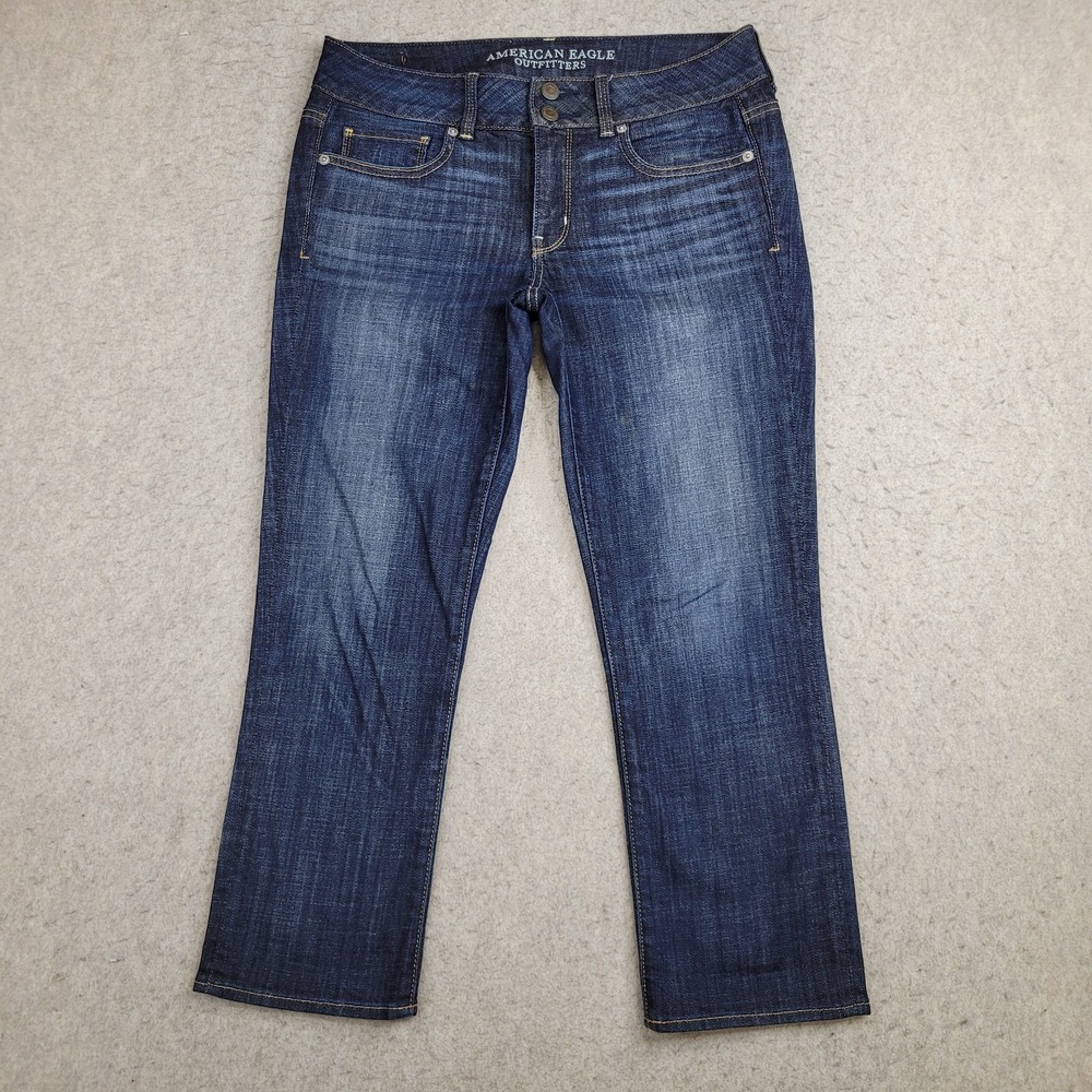 American Eagle Artist Crop Stretch Jeans Womens 6 Regular Blue Dark Wash 32x24